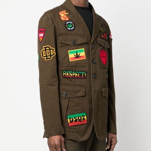 Brand New authentic Dsquared2 military patched Bob Marley jacket - Picture 1 of 17